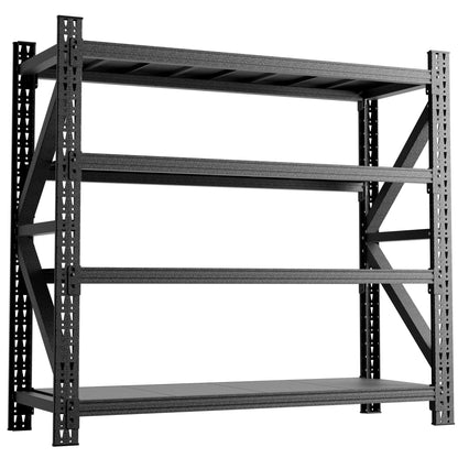 Garage shelving unit, heavy-duty 4-shelf with adjustable steel frame in black, HouseOfZazla on Tampa Home & Garden Store