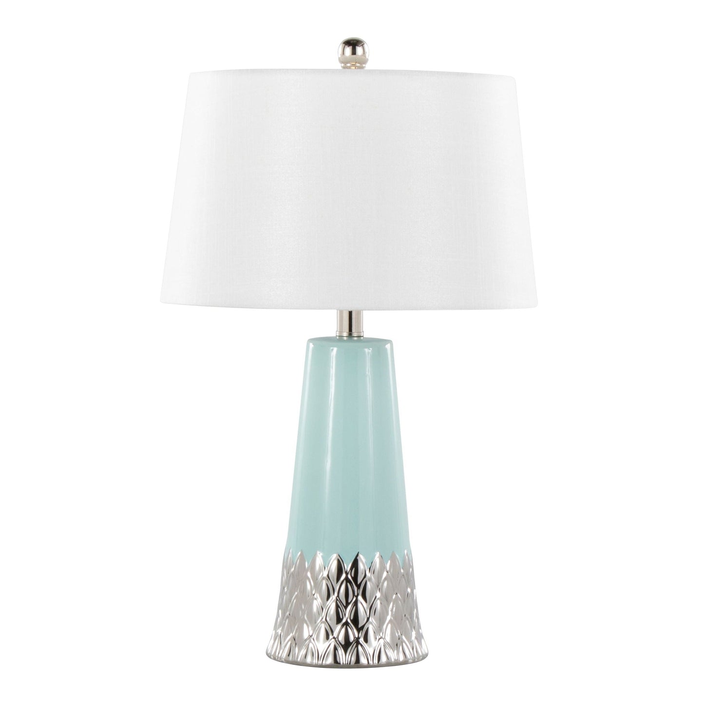Penelope table lamp turquoise ceramic base with white fabric shade by HouseOfZazla on Tampa Home & Garden Store