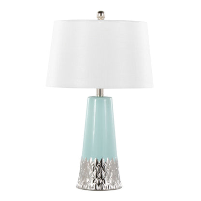 Penelope table lamp turquoise ceramic base with white fabric shade by HouseOfZazla on Tampa Home & Garden Store