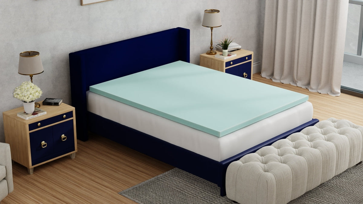 Omne Sleep Plush 3in Queen Memory Foam Cooling Mattress Topper mint green by HouseOfZazla on Tampa Home & Garden Store