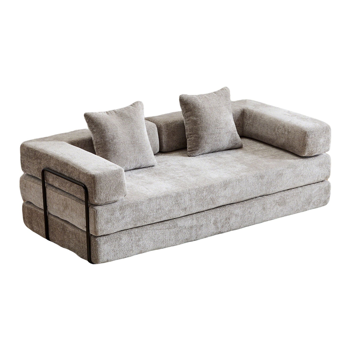 Compact Floor Sofa Bed With A Pillow And Frame