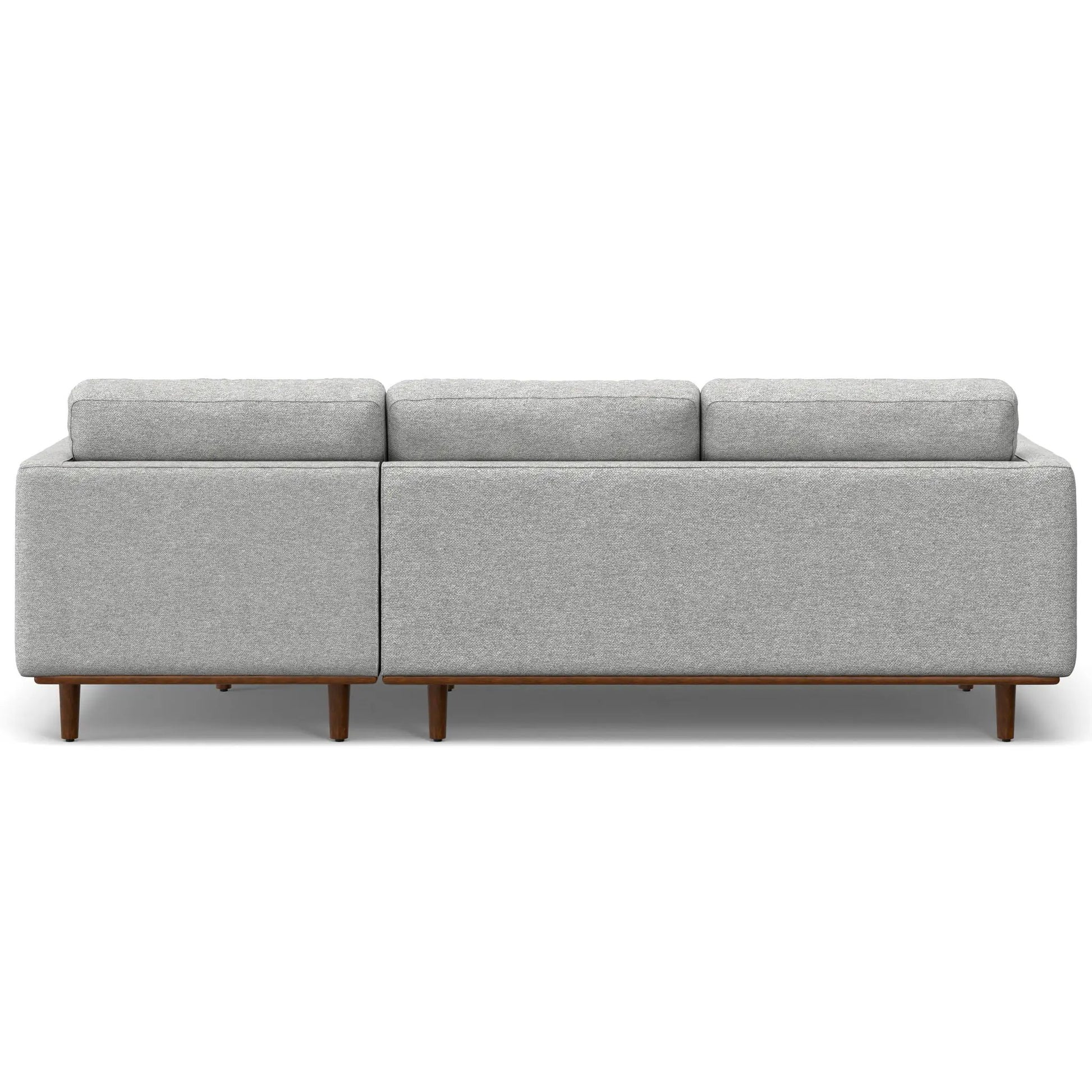 Morrison upholstered sectional sofa by Unique Piece Furniture in light gray fabric with legs on Tampa Home & Garden Store