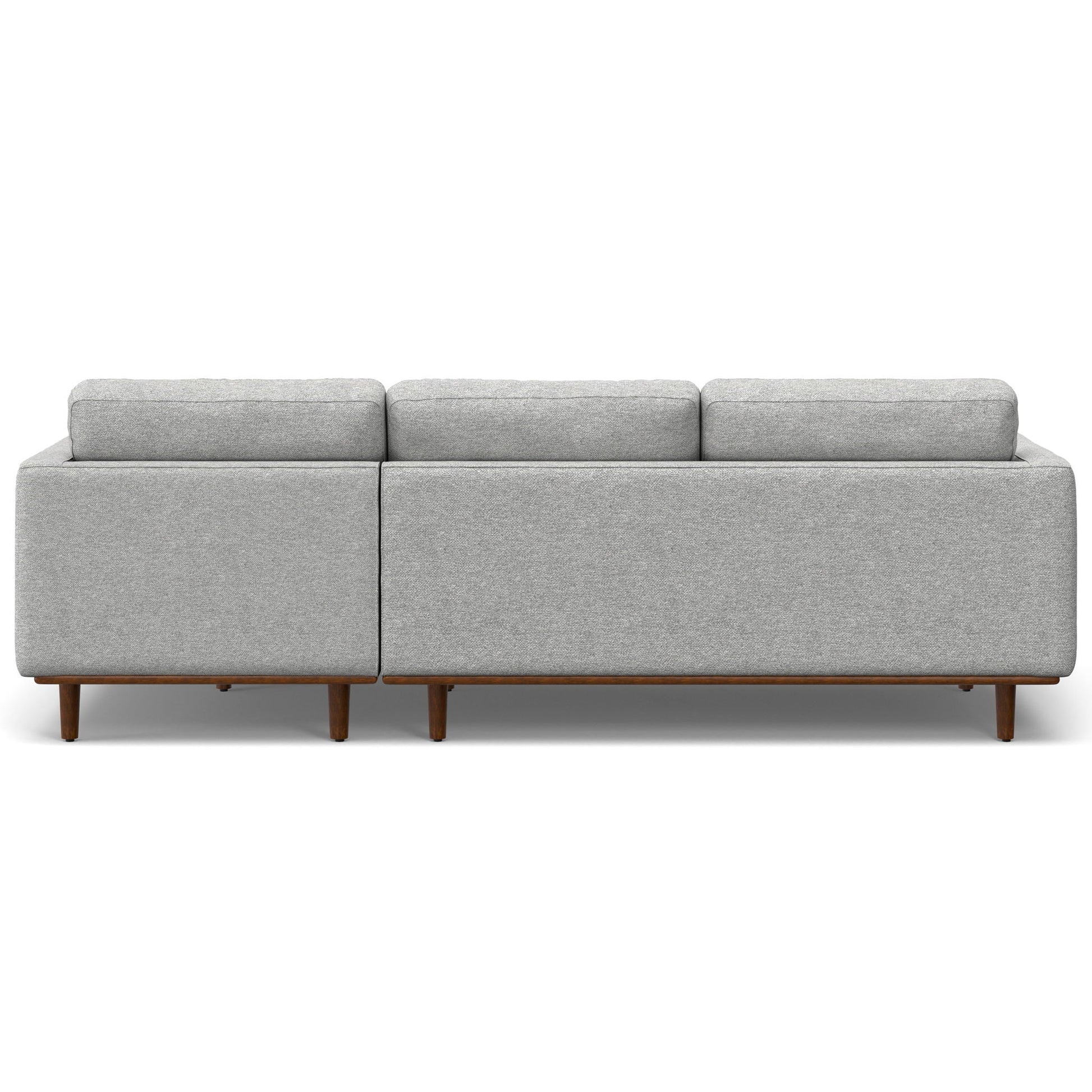 Morrison upholstered sectional sofa, grey fabric, wooden legs, 3-seat configuration on Tampa Home & Garden Store