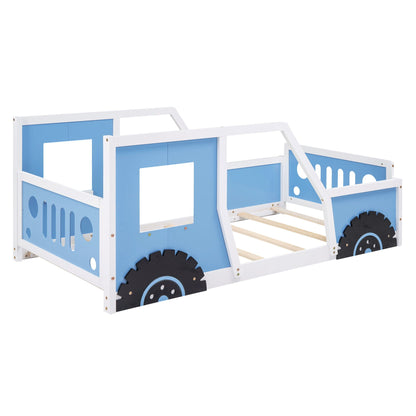 Classic car-shaped platform bed with panels and black wheels on Tampa Home & Garden Store