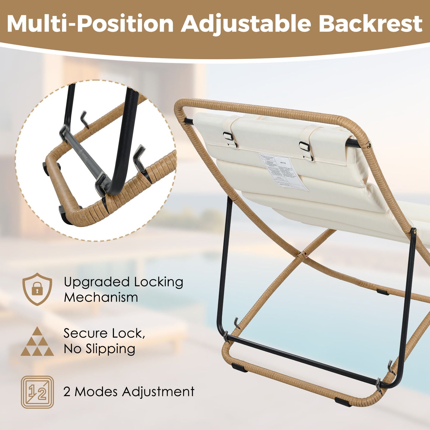 Pair of Outdoor Chairs with Adjustable Backrest