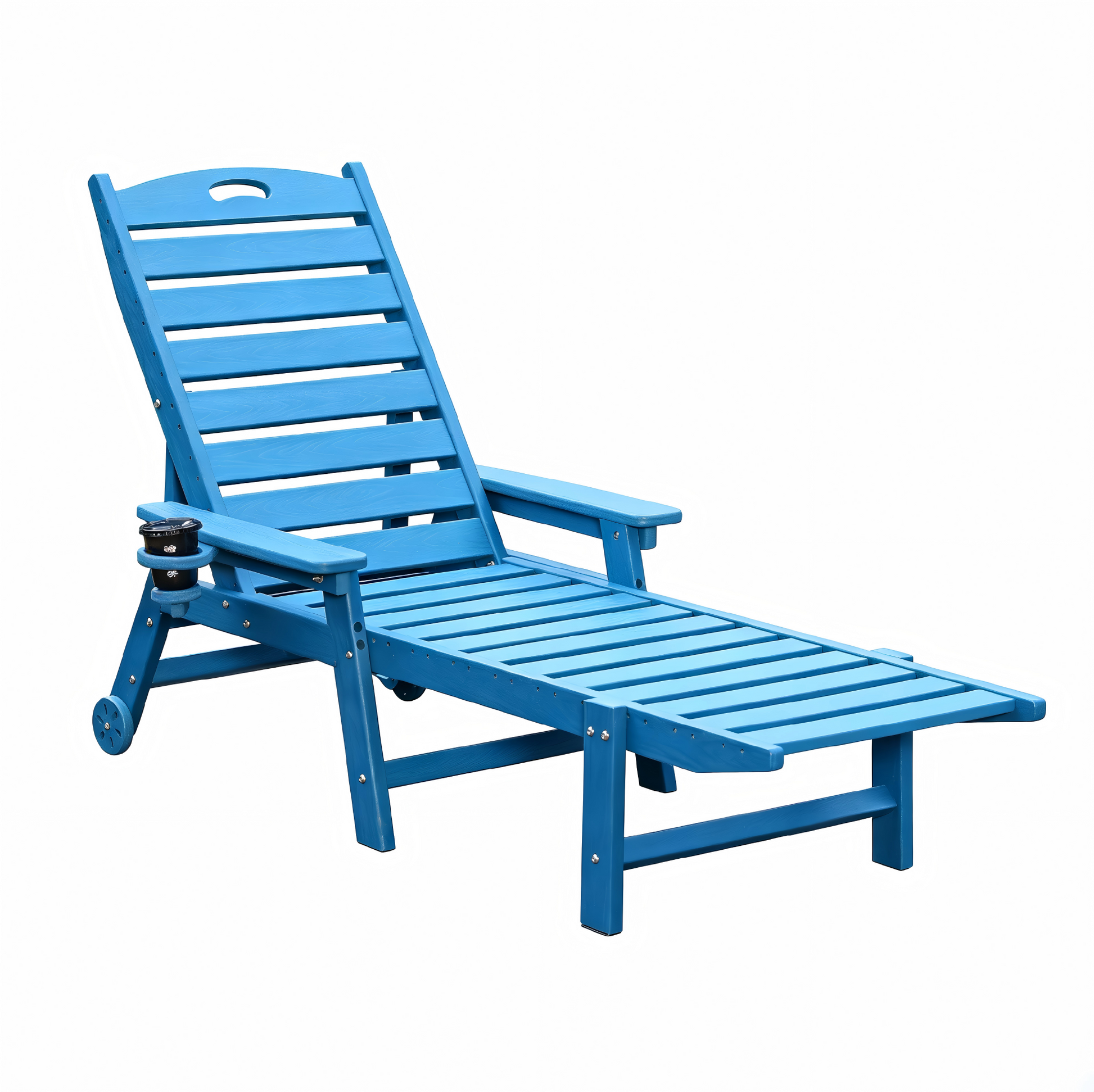HDPE chaise lounge chair outdoor with adjustable backrest, blue, HouseOfZazla on Tampa Home & Garden Store