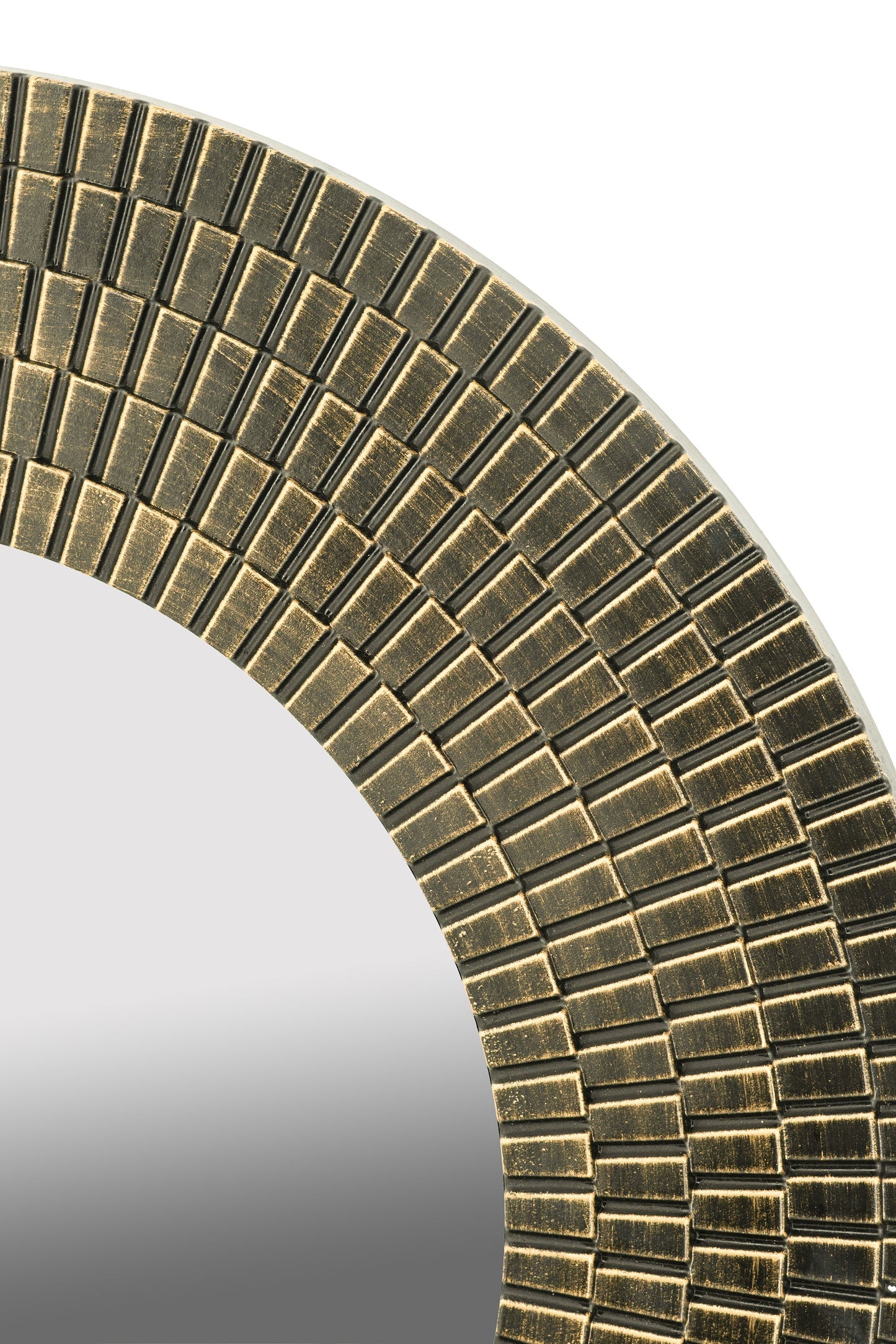 Round gold and black wooden accent mirror with woven texture by HouseOfZazla on Tampa Home & Garden Store