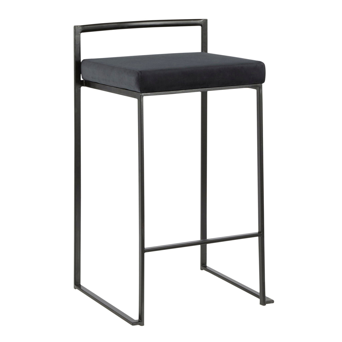 Stackable contemporary counter stool with cushioned black seat and metal frame on Tampa Home & Garden Store