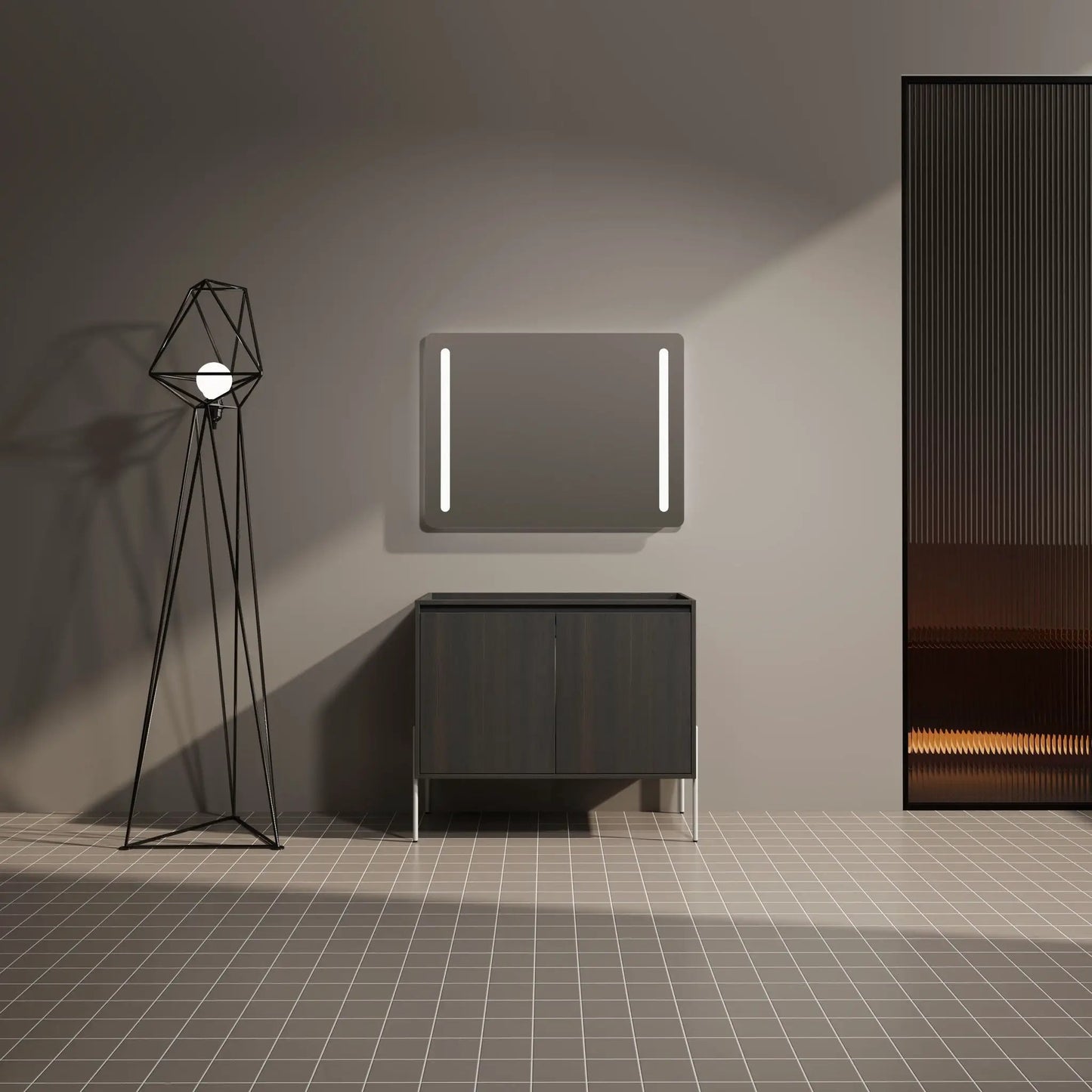 Bathroom vanity in dark wood with soft-close cabinet doors by Unique Piece Furniture on Tampa Home & Garden Store