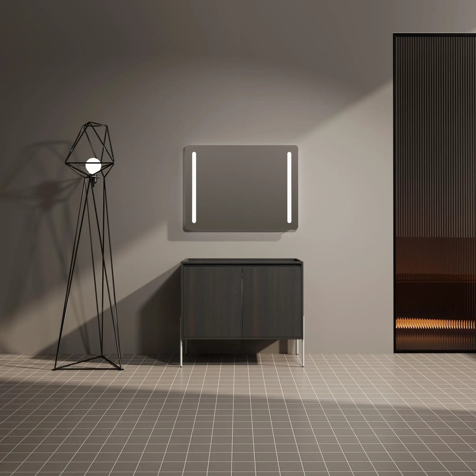 Bathroom vanity in dark wood with soft-close cabinet doors by Unique Piece Furniture on Tampa Home & Garden Store