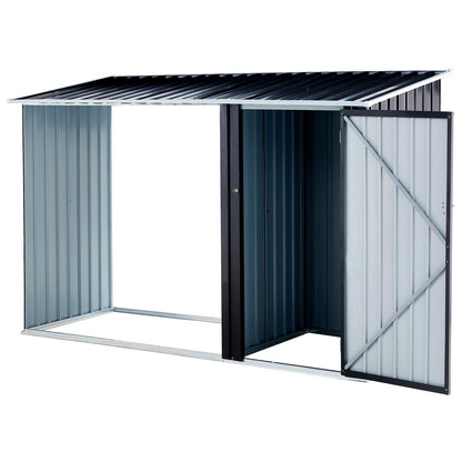 Outdoor Galvanized Firewood and Storage Shed