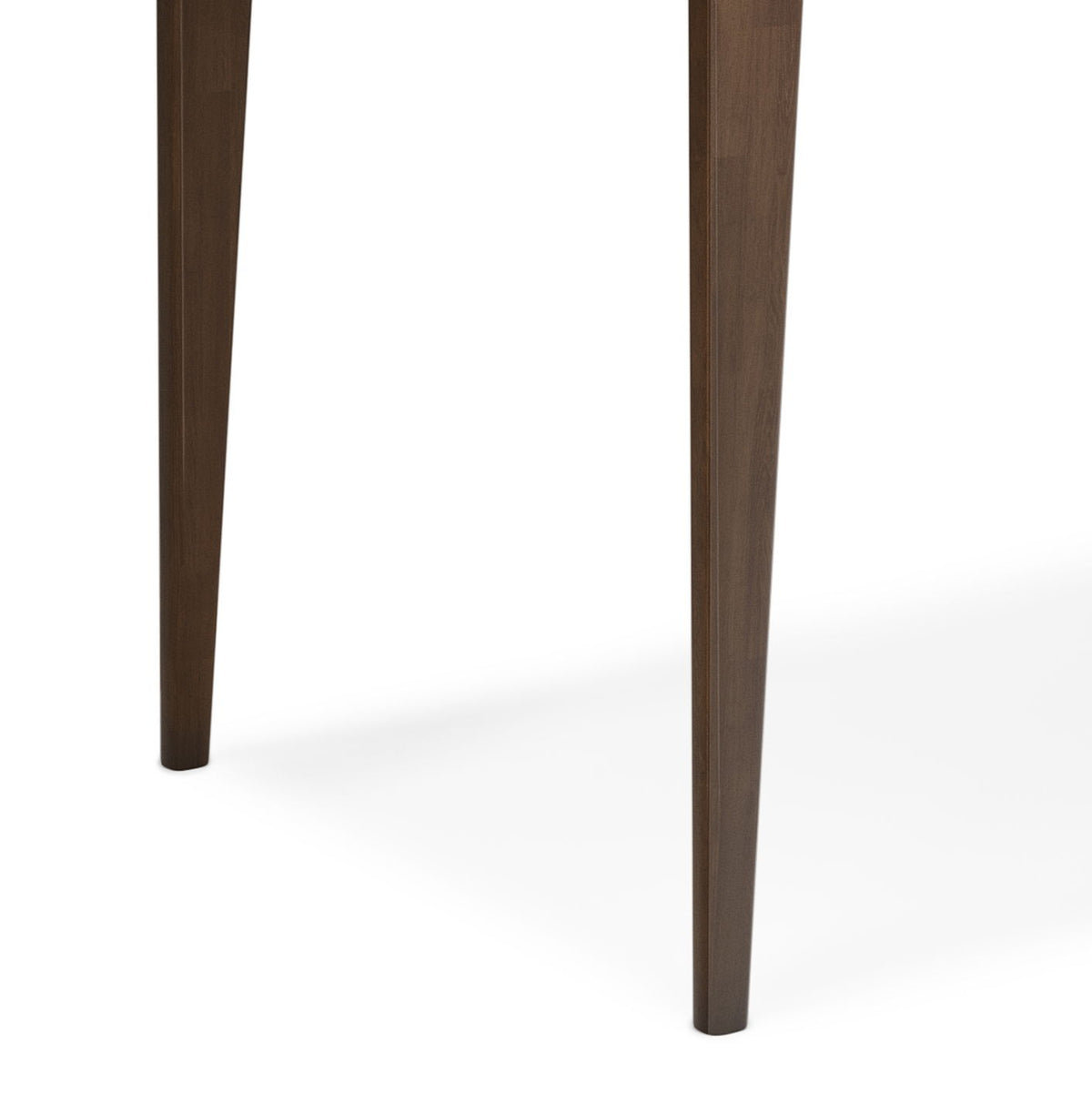 Handcrafted writing desk leg set in dark walnut wood with tapered profile on Tampa Home & Garden Store