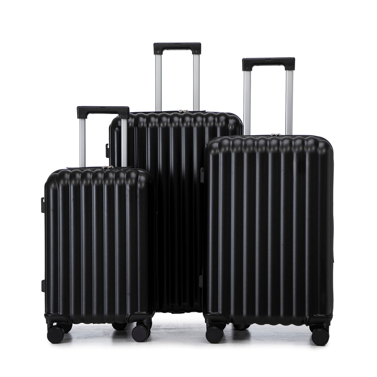 3-piece black hard-shell spinner luggage set (20/24/28) with retractable handles by HouseOfZazla on Tampa Home & Garden Store