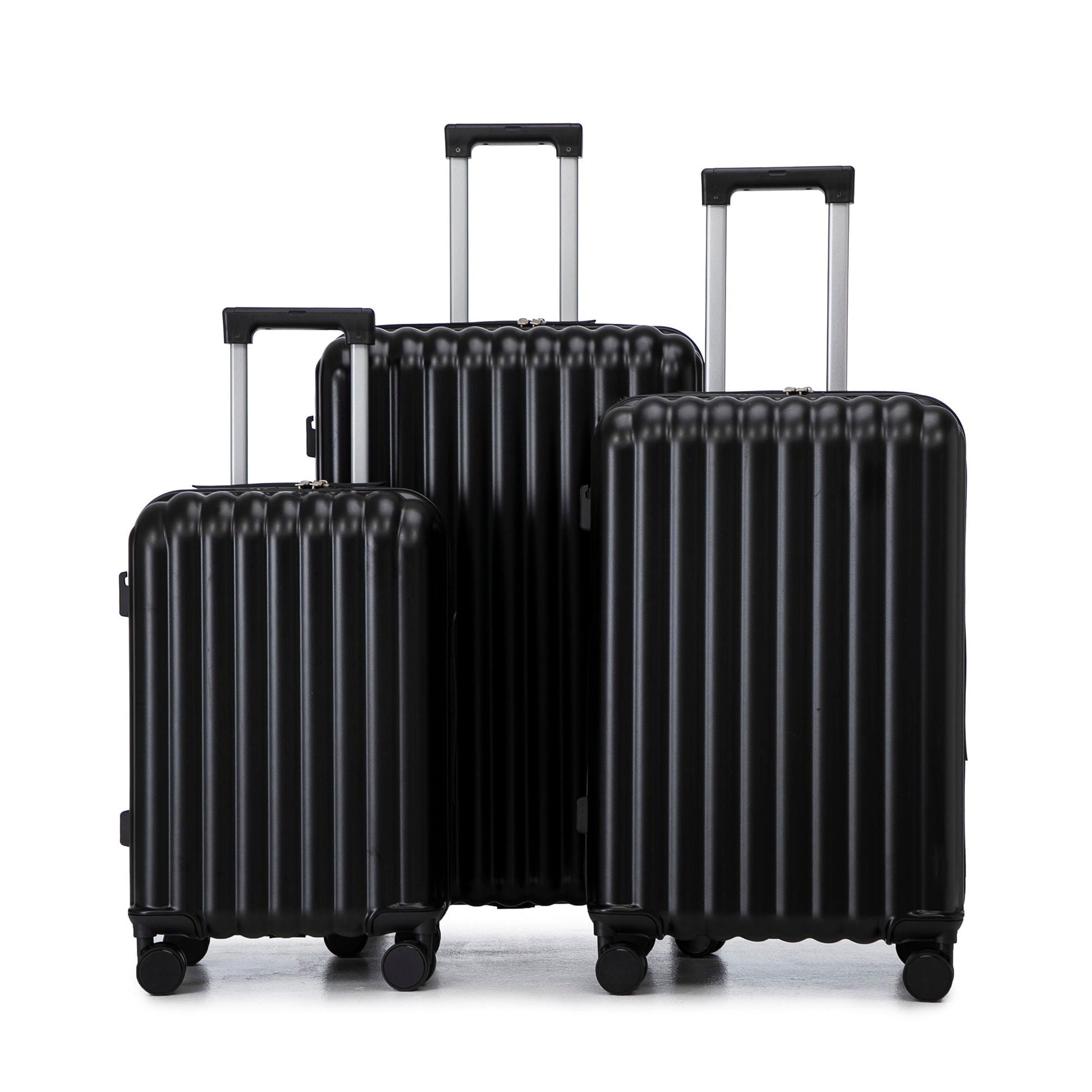 3-piece black hard-shell spinner luggage set (20/24/28) with retractable handles by HouseOfZazla on Tampa Home & Garden Store