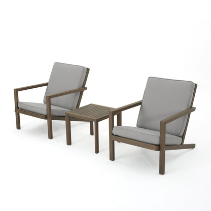 Celestaria 3-Piece Chat Set by HouseOfZazla with 2 Adirondack chairs and side table gray cushions on Tampa Home & Garden Store