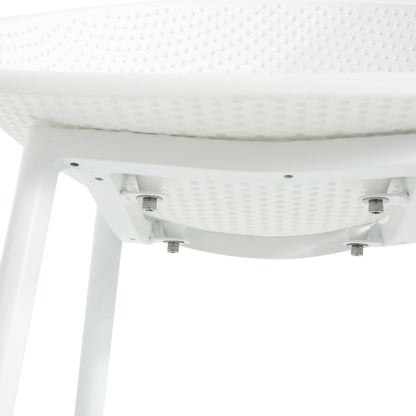 Modern gable outdoor barstool set of 2 in white with perforated seats by HouseOfZazla on Tampa Home & Garden Store