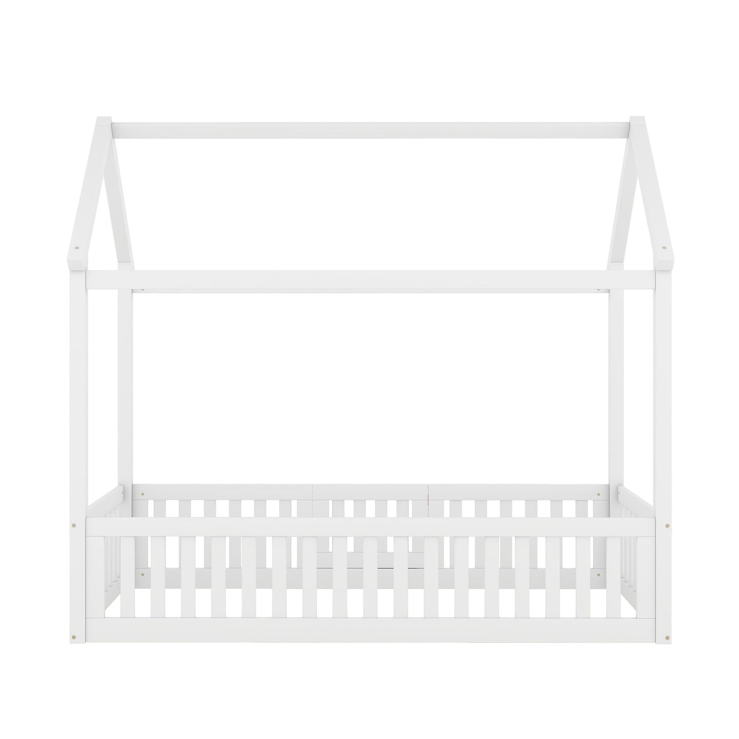 Wood House Bed With Fence And Door white wooden platform bed frame by HouseOfZazla on Tampa Home & Garden Store