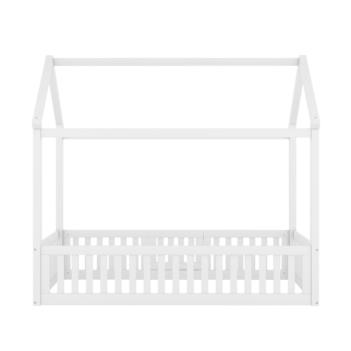 Wood House Bed With Fence And Door white wooden platform bed frame by HouseOfZazla on Tampa Home & Garden Store