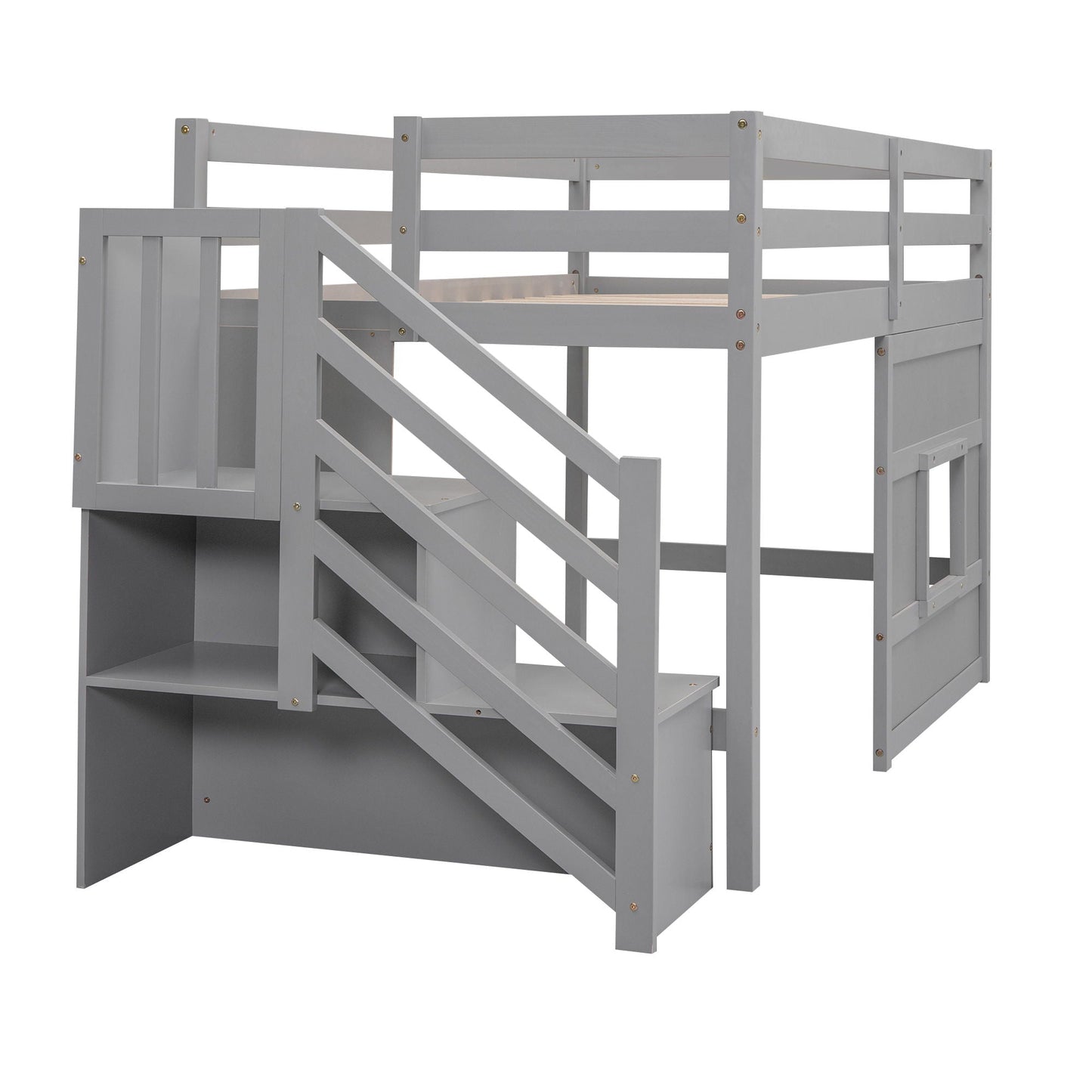 Loft bed with storage staircase in gray by HouseOfZazla on Tampa Home & Garden Store