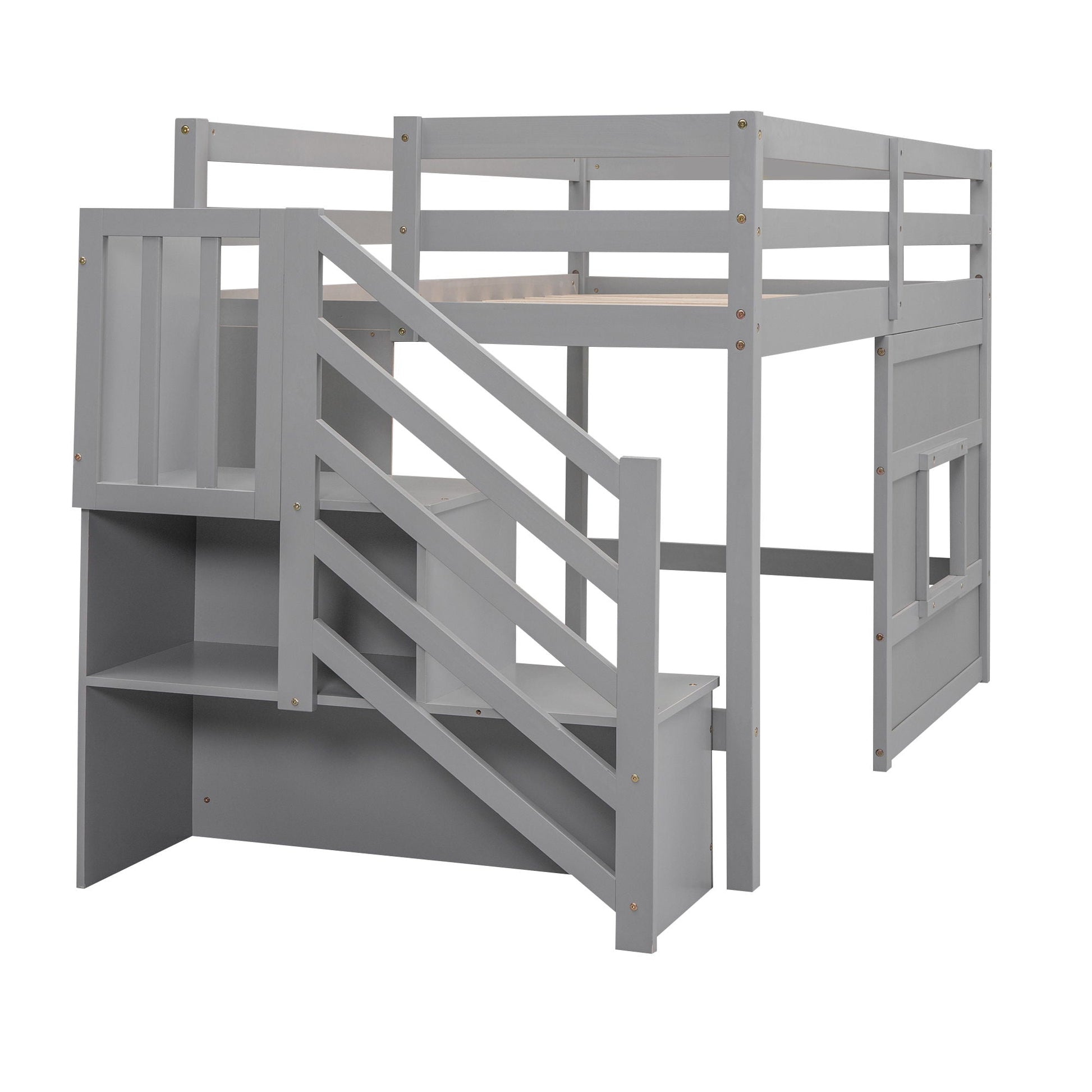 Loft bed with storage staircase in gray by HouseOfZazla on Tampa Home & Garden Store