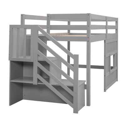 Loft bed with storage staircase in gray by HouseOfZazla on Tampa Home & Garden Store