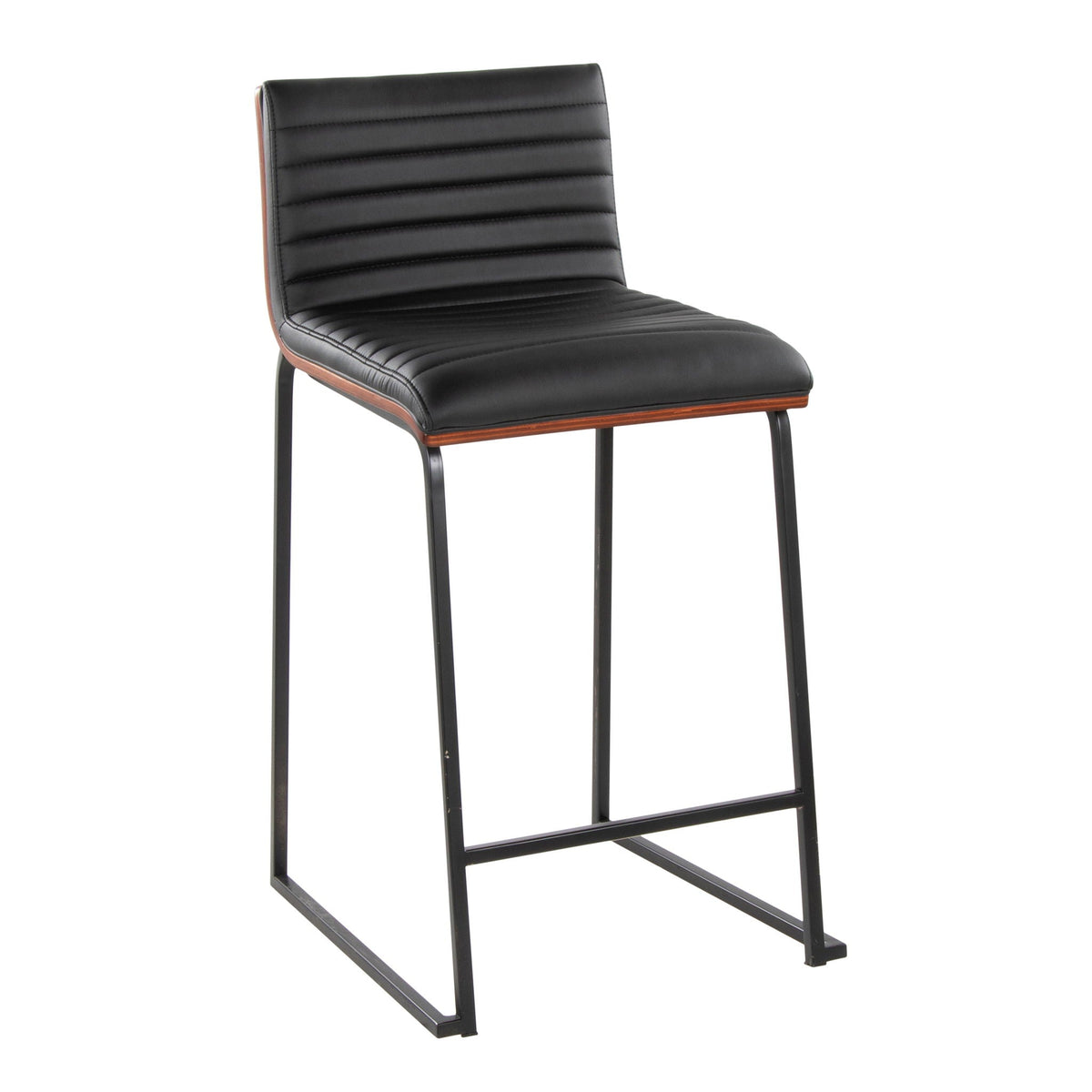Counter Stools with tufted black leatherette, wood trim, metal legs HouseOfZazla on Tampa Home & Garden Store