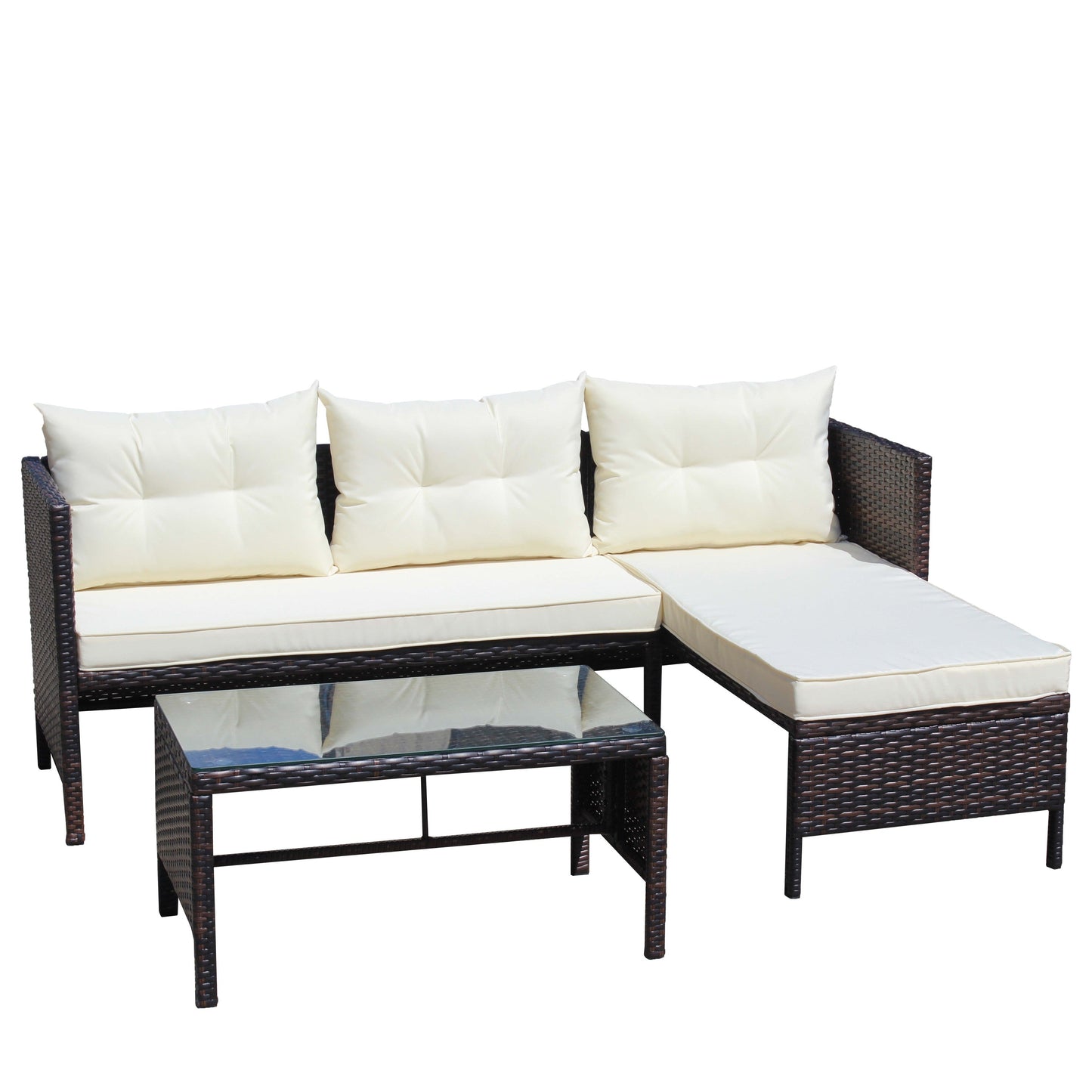3 Piece Outdoor Wicker and Rattan Patio Set