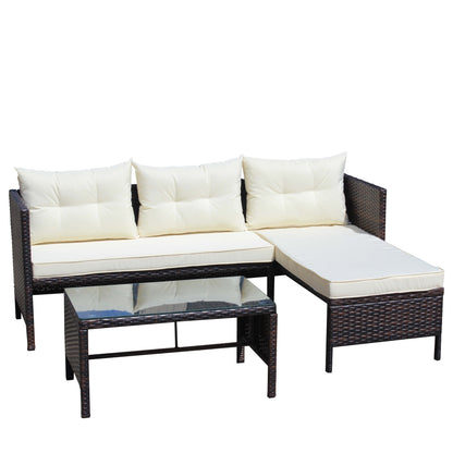 3 Piece Outdoor Wicker and Rattan Patio Set