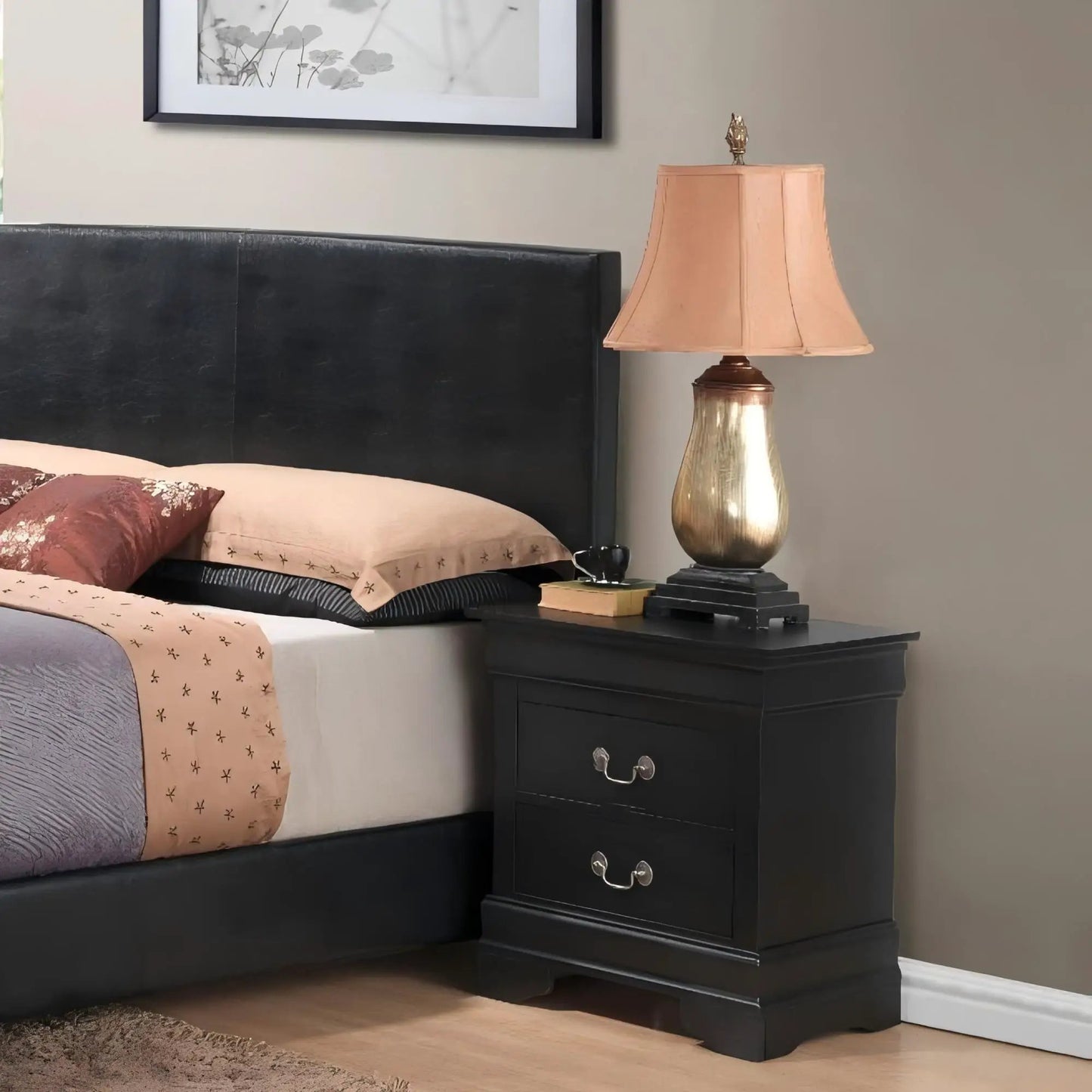 Louis Philippe Nightstand in Wood Veneer