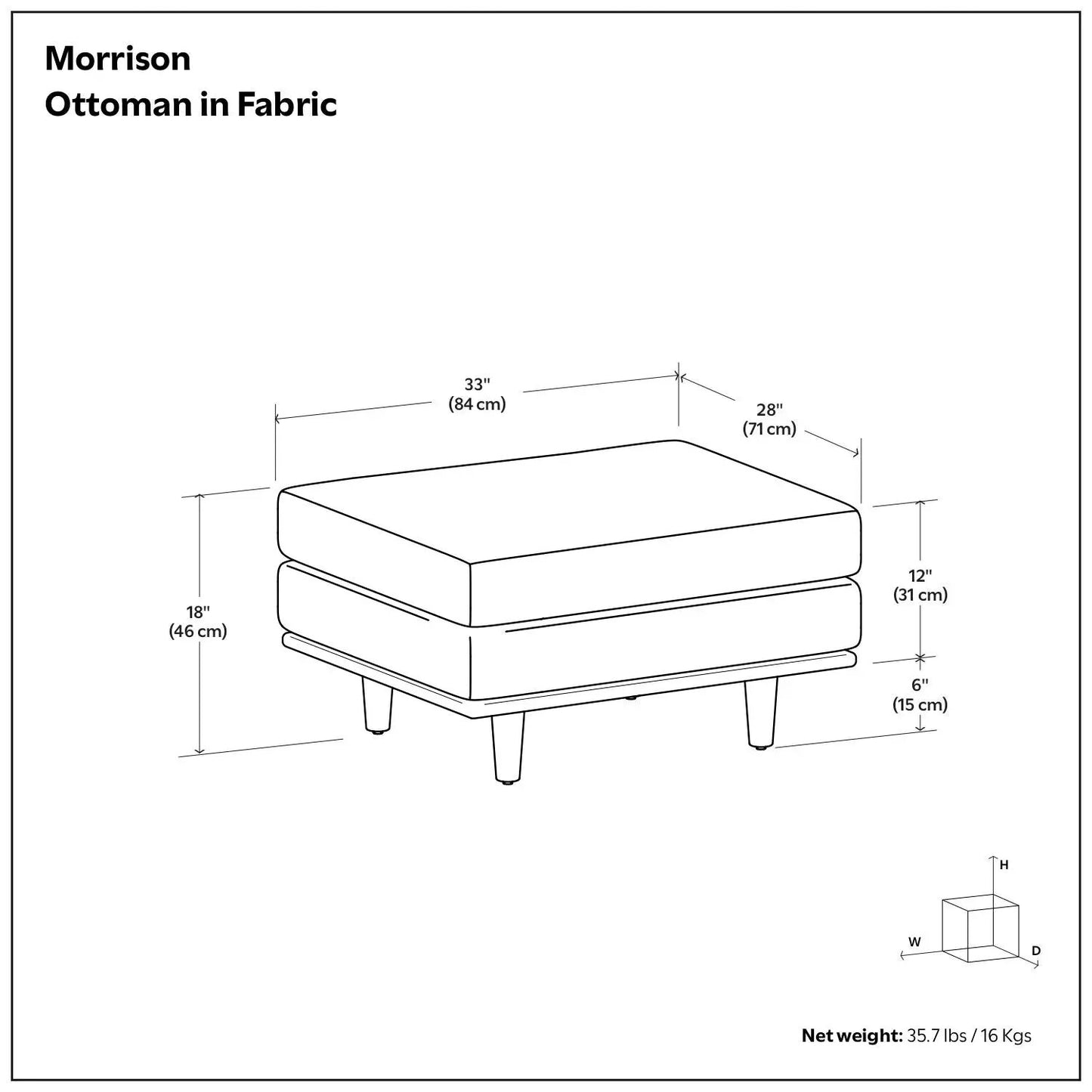 Morrison Handcrafted Ottoman Mid Century Style