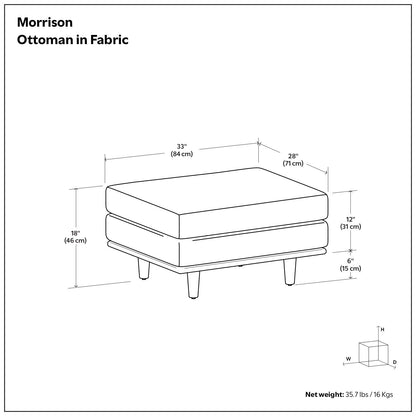 Morrison handcrafted ottoman bench with feather cushion, 33in L x 28in D x 18in H on Tampa Home & Garden Store