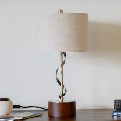 Nightstand lamp with twisted metal stem and cream linen shade HouseOfZazla on Tampa Home & Garden Store
