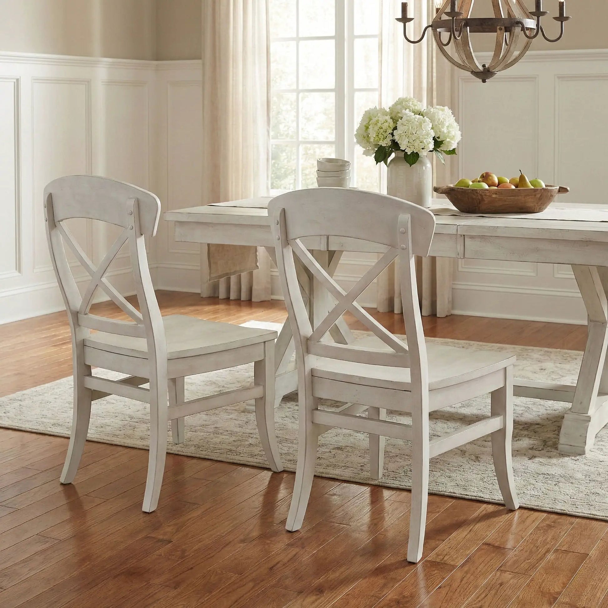 Harola cross-back dining chairs set of 2 smoky white on Tampa Home & Garden Store