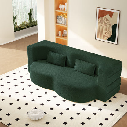 Modern Floor Sleeper Sofa Bed And Two Pillows