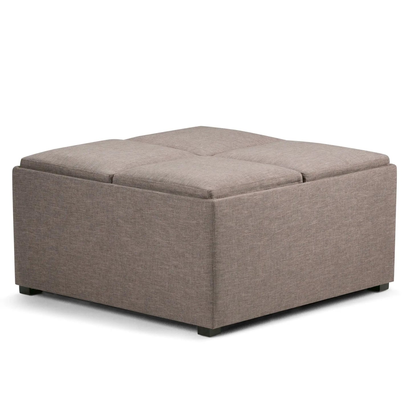 Avalon square storage ottoman in taupe fabric with stitched top by Unique Piece Furniture on Tampa Home & Garden Store