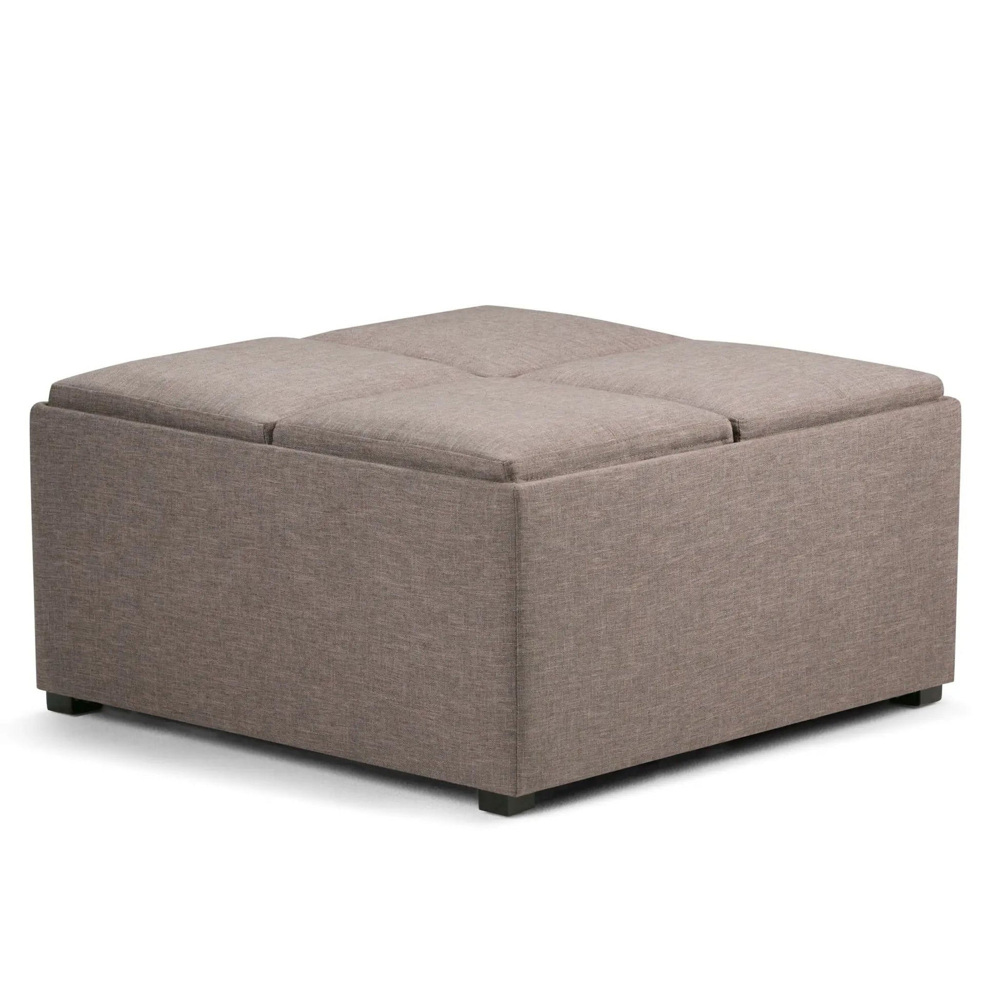 Avalon square storage ottoman in taupe fabric with stitched top by Unique Piece Furniture on Tampa Home & Garden Store