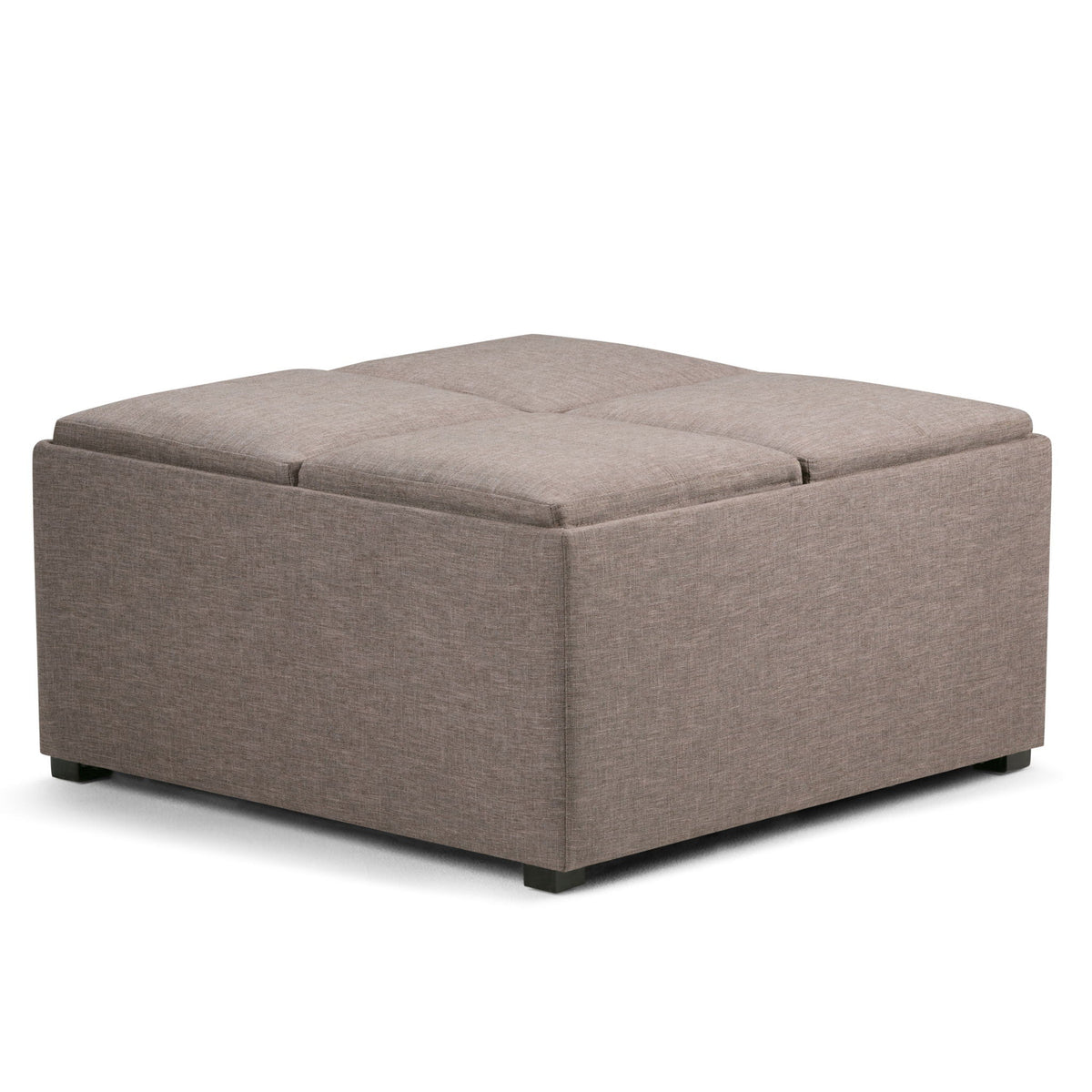 Avalon Square Ottoman Coffee Table With Trays in taupe fabric storage ottoman by HouseOfZazla on Tampa Home & Garden Store