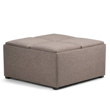 Avalon Square Ottoman Coffee Table With Trays in taupe fabric storage ottoman by HouseOfZazla on Tampa Home & Garden Store
