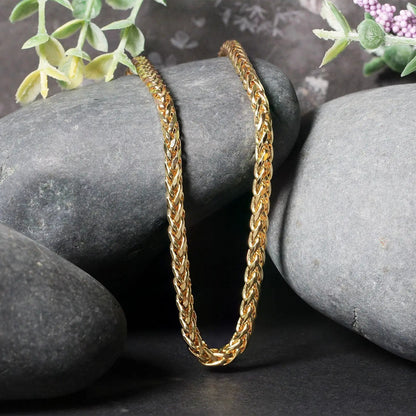 Pair of 4.1mm 14k yellow gold diamond-cut round Franco chain necklaces on Tampa Home & Garden Store