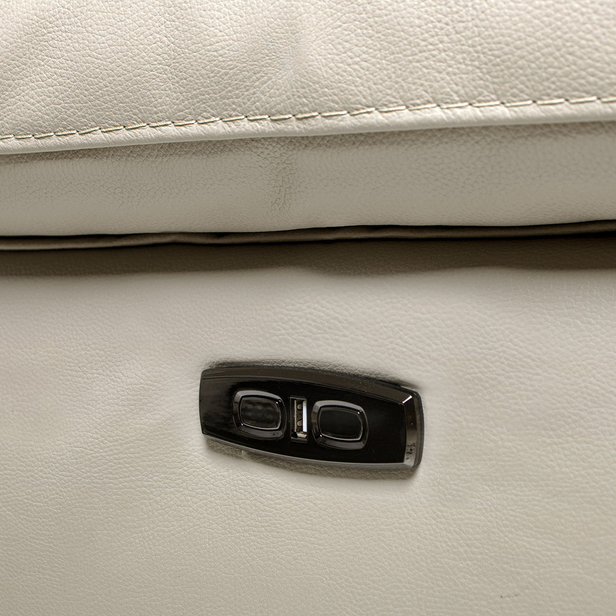Malibu modern power motion reclining loveseat cream beige leather with dual-button control on Tampa Home & Garden Store