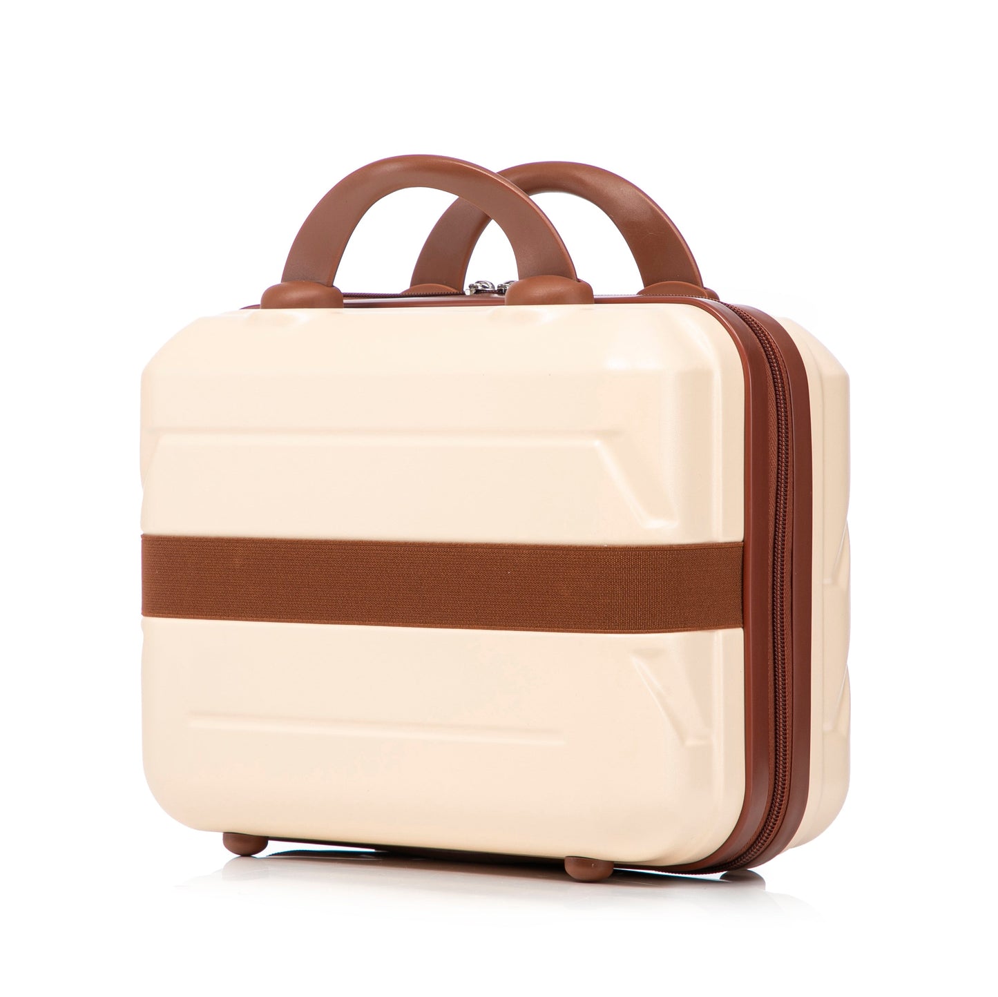 Beige ABS luggage set 14/20 in 2-piece by HouseOfZazla with brown handles and zip trim on Tampa Home & Garden Store