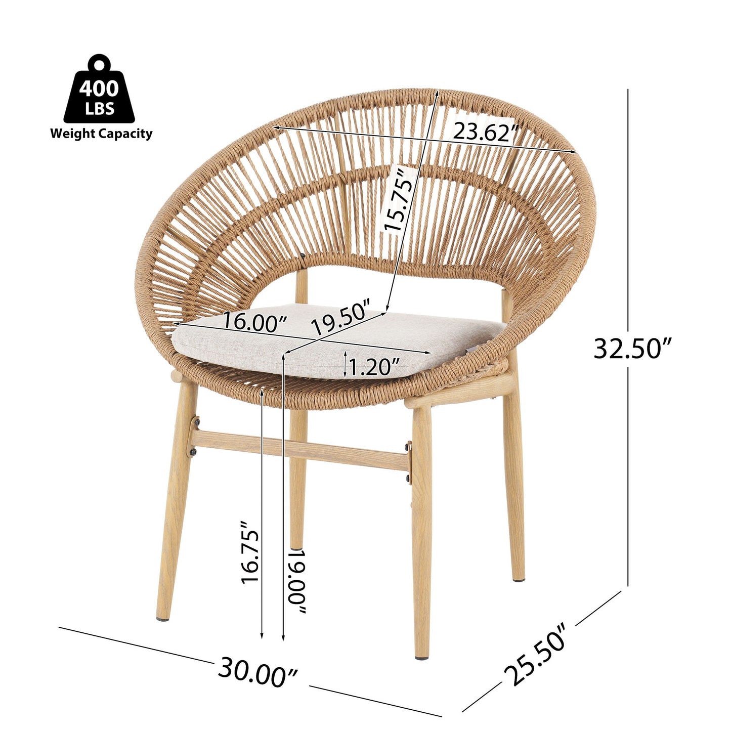 Cyril Rustic Modern Outdoor Papasan Dining Chair