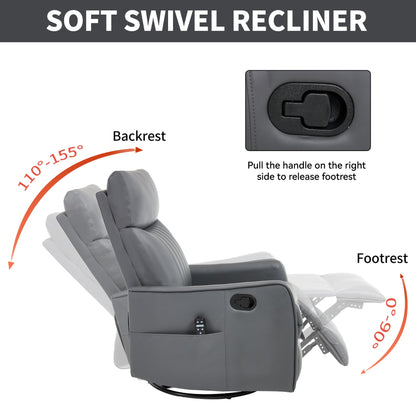 Grey faux leather heat massage recliner chair with rocker and swivel from HouseOfZazla on Tampa Home & Garden Store