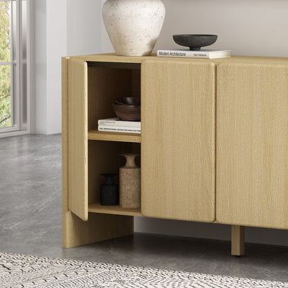 Linda Sideboard in light oak with adjustable shelves softclose doors; vase and bowl atop on Tampa Home & Garden Store