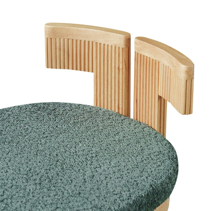 Boucle upholstered indoor dining chair set of 2 with rubber wood frame, natural finish on Tampa Home & Garden Store