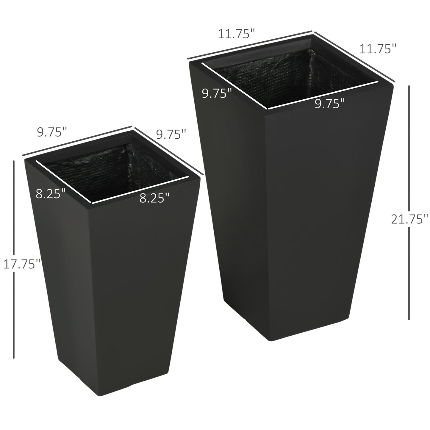 Tall Plant Pot 2-Pack black outdoor planters with drainage holes HouseOfZazla on Tampa Home & Garden Store
