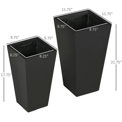 Tall Plant Pot 2-Pack black outdoor planters with drainage holes HouseOfZazla on Tampa Home & Garden Store