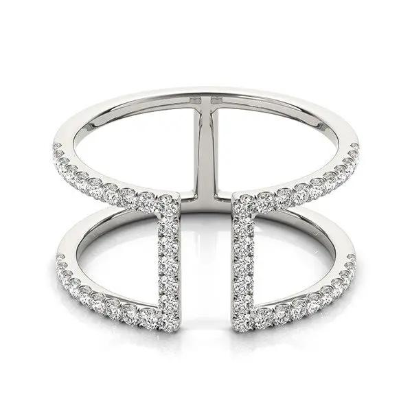 14k white gold modern dual band diamond ring with pavé diamonds, 1/2 cttw by Bids.com on Tampa Home & Garden Store