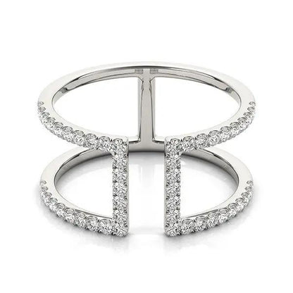 14k white gold modern dual band diamond ring with pavé diamonds, 1/2 cttw by Bids.com on Tampa Home & Garden Store