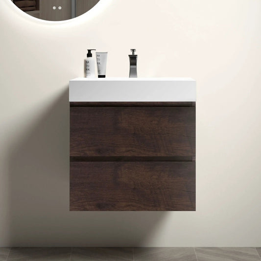 Alice wall-mounted bathroom vanity with sink, white finish, large storage and chrome faucet on Tampa Home & Garden Store